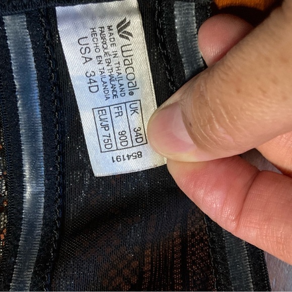 WACOAL Embrace Lace Floral Black White Strapless Womens Bra 34D - Picture 13 of 15